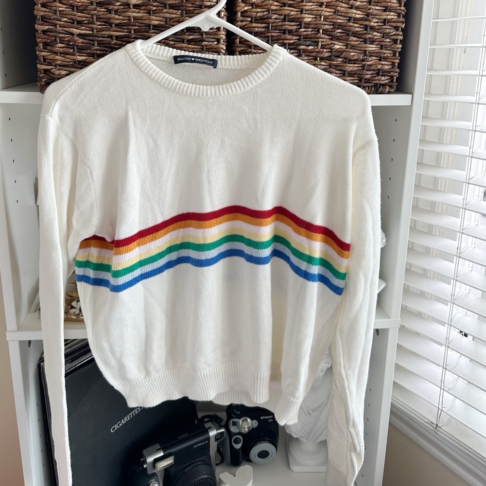 Brandy Melville John Galt Knotted Rainbow Striped Sweater